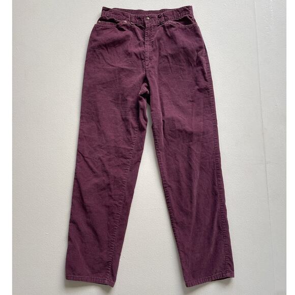 Vtg 80s LEVIS Burgundy High Rise Corduroy Straight Leg Loose Pants 31" w Retro - Picture 1 of 7